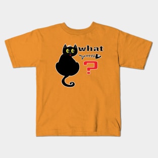 Meowtastic! Cat What? Black cat with his favorite things. Kids T-Shirt